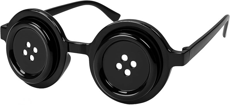 Lokypoki Black Button Eye Glasses, Novelty Costume Accessory for Halloween Dress Up, Cosplay, and Fancy Dress Parties - Image 1